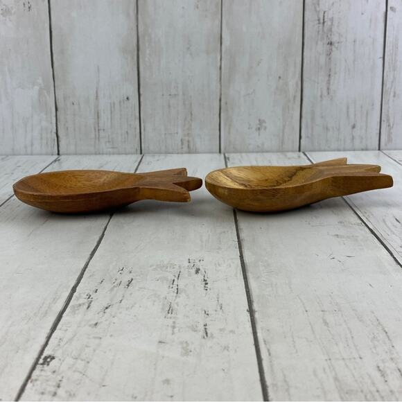 VTG MCM Mid Century Modern Monkey Pod Wood Pineapple Bowls Boho - Picture 3 of 9